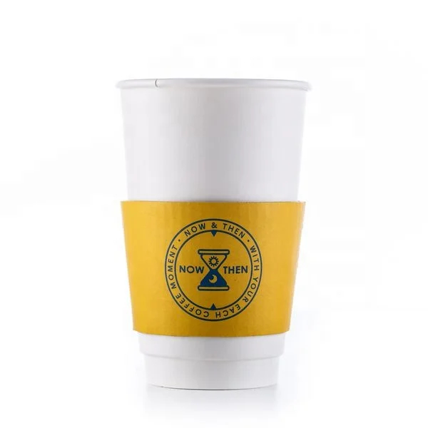 パーソナライズ可能な飲み物カップ袖 ブランドロゴと印刷されたデザインの1回用クラフト紙コーヒーティーホルダー