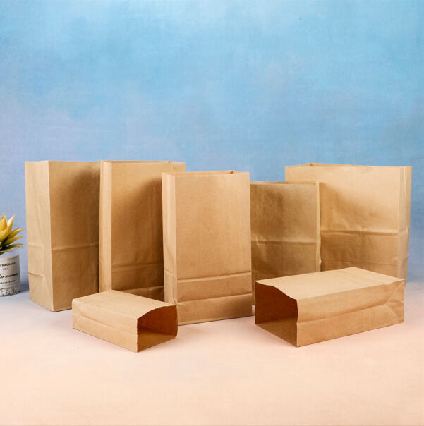 Disposable Custom Logo Kraft Paper Bags Grease Resistant Square Bottom for Fried Chicken Cakes Bread and Flower Packaging