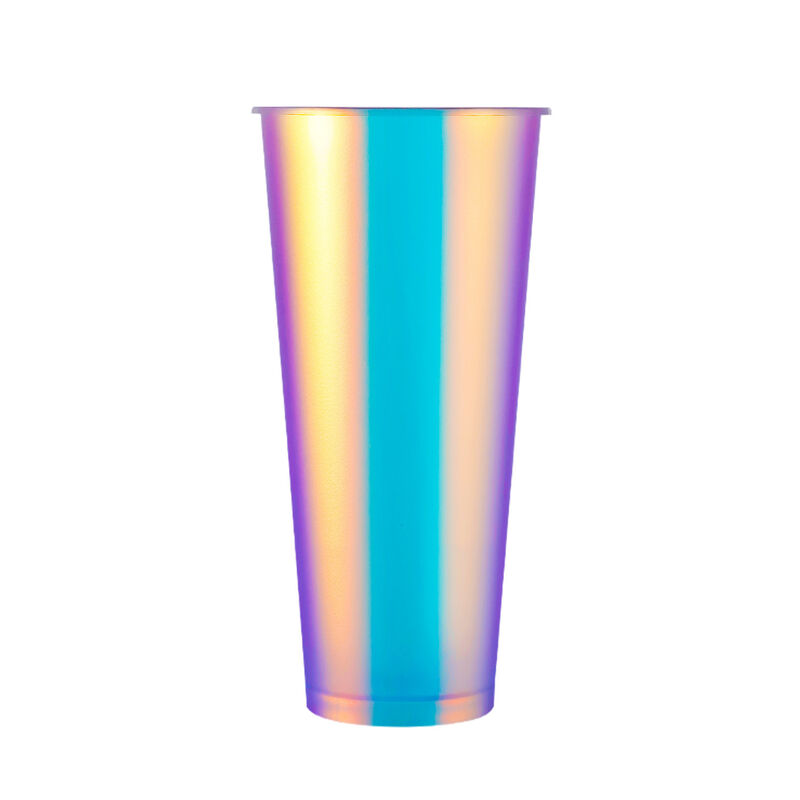 カスタムロゴ IML インジェクション 鋳造コーヒーカップ 彩虹フィルム プラスチック飲料カップ 蓋付き,使い捨て