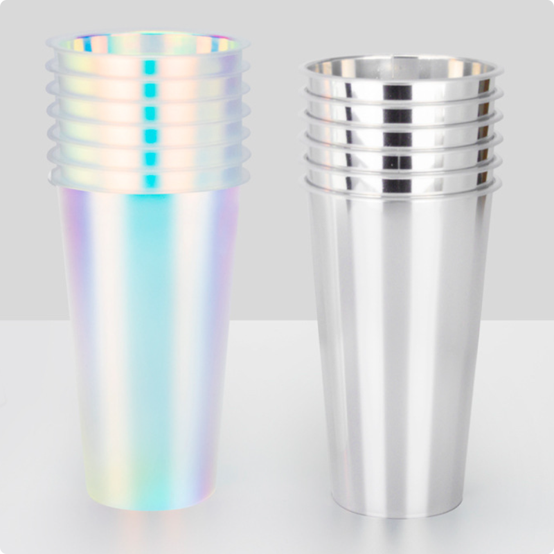 カスタムロゴ IML インジェクション 鋳造コーヒーカップ 彩虹フィルム プラスチック飲料カップ 蓋付き,使い捨て