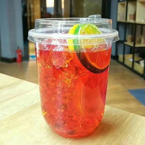 明確なペット プラスチック デザートの習慣はプラスチック コップ、使い捨て可能な党コップくまの耳のドームのふたを印刷しました