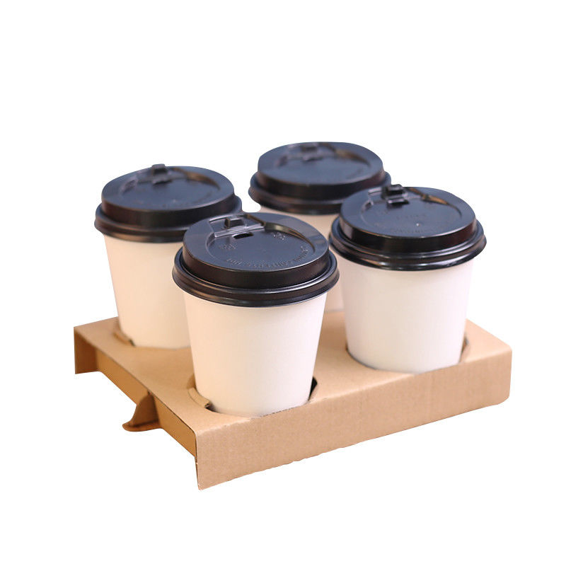 使い捨て可能コーヒー カップのキャリアのクラフト紙のコップのパッキングのための熱い飲み物のホールダーを波形を付けて下さい