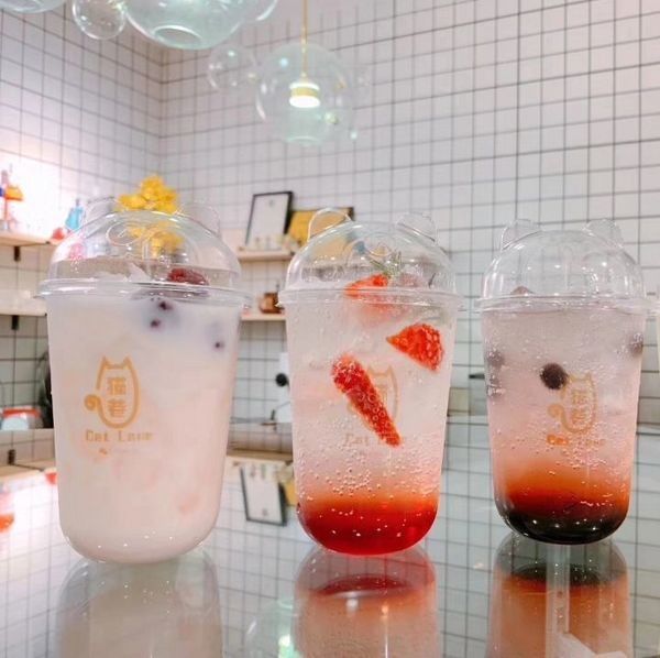 食品等級ペット コーヒー使い捨て可能なプラスチックは冷たい喫茶店によってカスタマイズされるロゴのための500mlをすくいます
