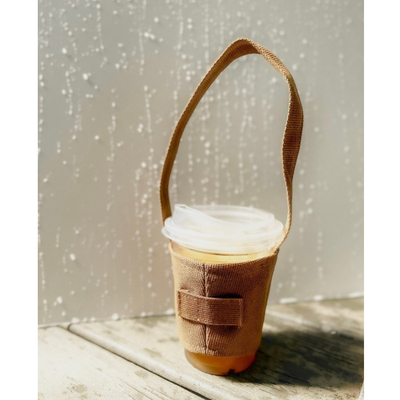 8*6cm折り畳み式のCanvas Coffee Cup Holder With Straw Pockets